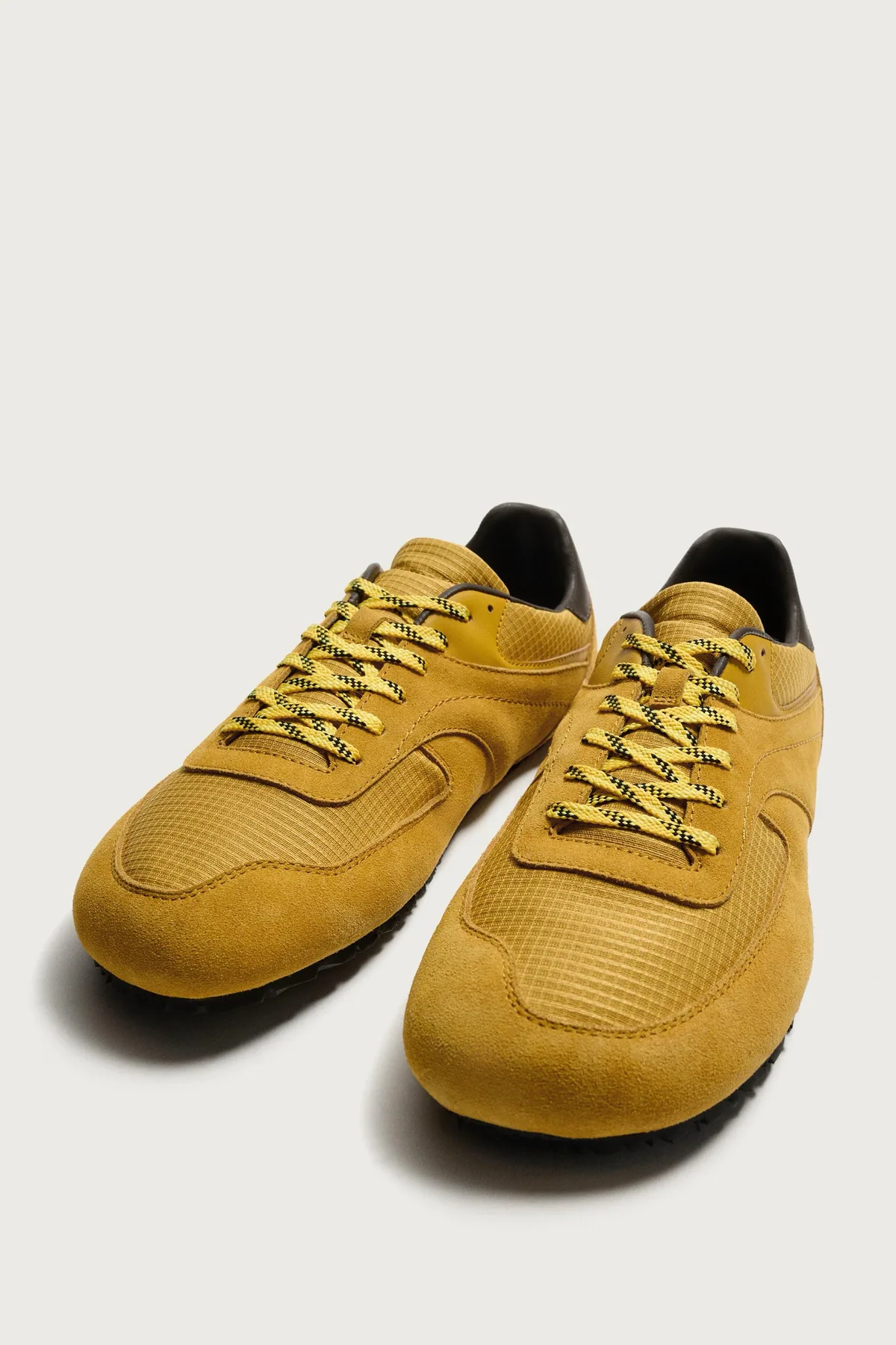 Zara Barefoot Trainers - Yellow, yellow pair, three-quarter view